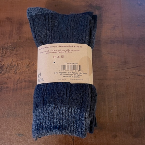 Clear Creek Wool Blended Boot Socks Navy Blue Set of 2 Pairs - Picture 2 of 2